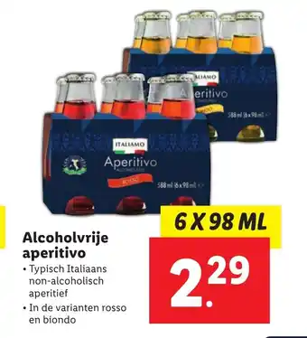 Lidl ITALIAMO Alcoholvrije aperitivo 6 X 98 ML aanbieding