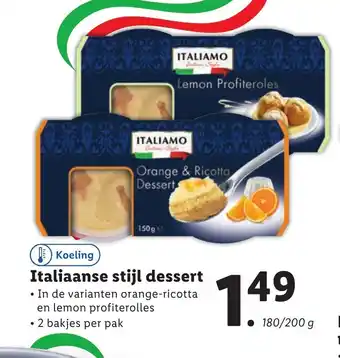 Lidl ITALIAMO Italiaanse stijl dessert 180/200 g aanbieding