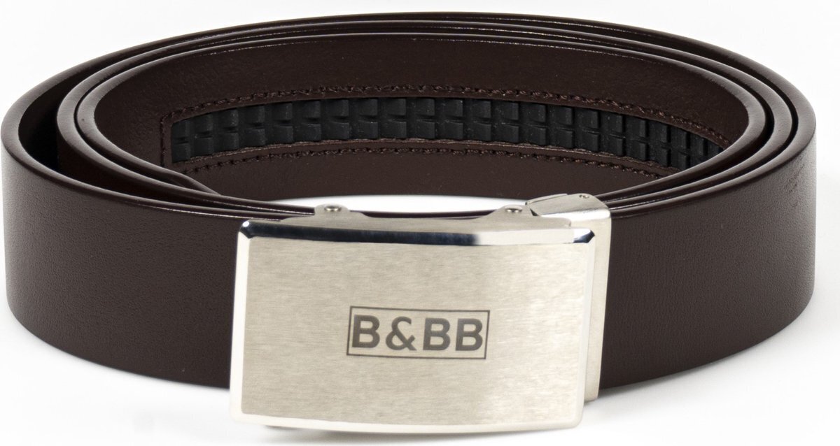 Bol.com Black & brown belts / 125 cm / outlined - coffee brown belt b&bb/ leren riem/ heren riem/ dames riem/ b&bb / automatische ges aanbieding