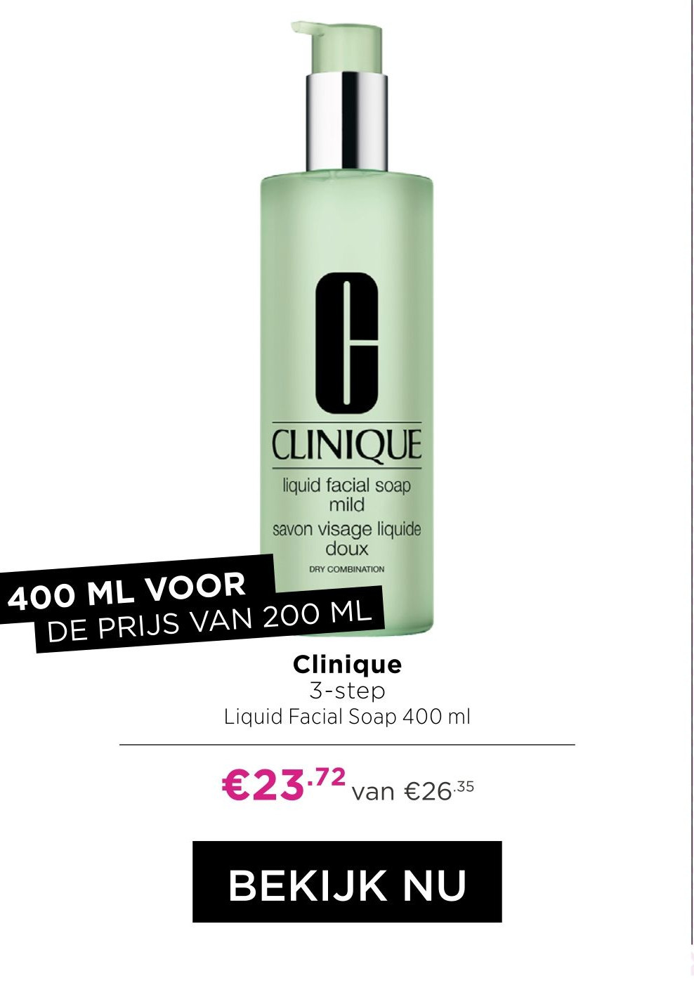 Clinique 3step Liquid Facial Soap 400 ml aanbieding bij ICI Paris XL