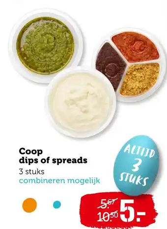 Coop Coop dips of spreads aanbieding