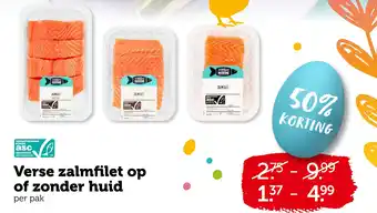 Coop Verse zalmfilet op of zonder huid aanbieding