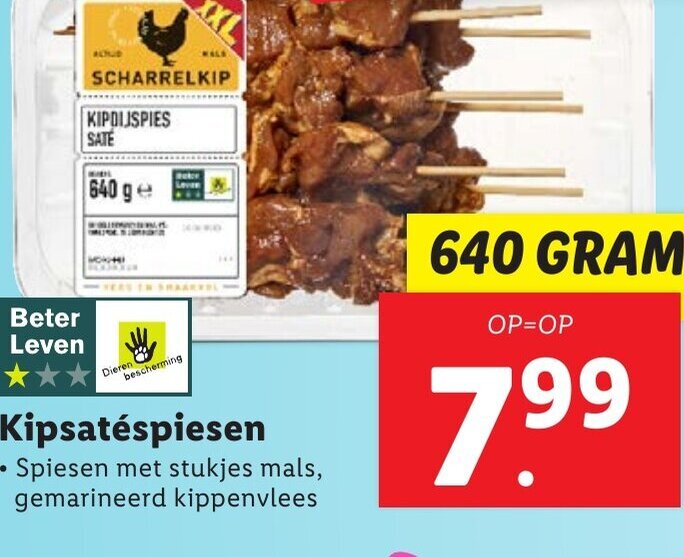 Lidl Kipsatéspiesen 640 GRAM aanbieding
