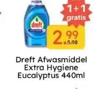 Ochama Dreft afwasmiddel extra hygiene eucalyptus 440ml aanbieding