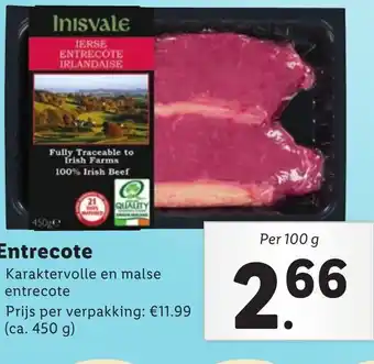 Lidl Entrecote Per 100 g aanbieding