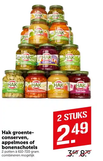 Coop Hak groenteconserven, appelmoes, bonenschotels aanbieding