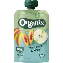 Albert Heijn Organix apple, peach & mango 12+mnd aanbieding