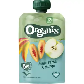 Albert Heijn Organix apple, peach & mango 12+mnd aanbieding