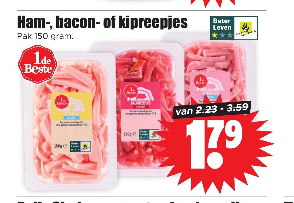 Dirk Ham-, bacon- of kipreepjes aanbieding