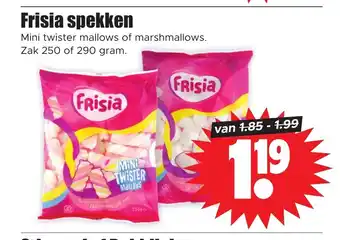 Dirk Frisia spekken Mini twister mallows of marshmallows. Zak 250 of 290 gram. aanbieding