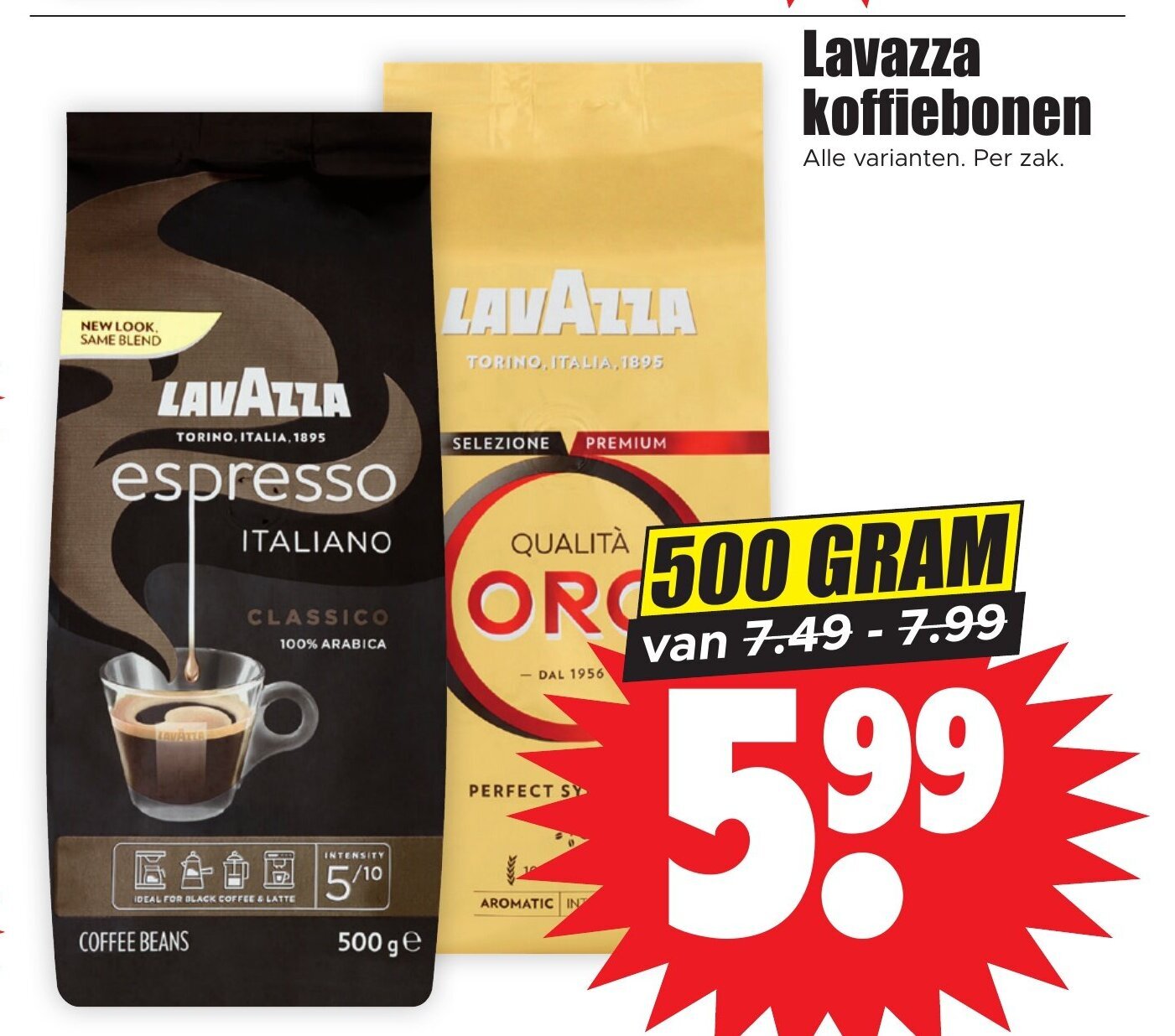 Dirk Lavazza koffiebonen Alle varianten. 500 gram aanbieding