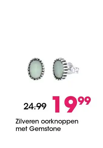 Lucardi Zilveren oorknoppen met Gemstone amazonite aanbieding