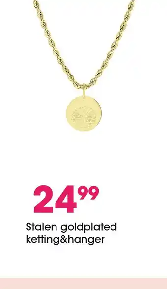 Lucardi Stalen goldplated ketting&hanger geboortebloem aanbieding