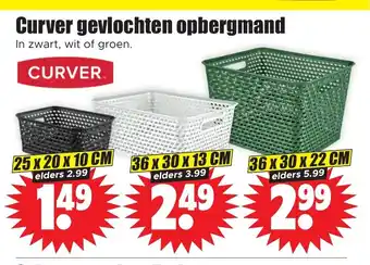 Dirk Curver gevlochten opbergmand In zwart, wit of groen. 25 x 20 x 10 cm aanbieding