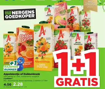 PLUS Appelsientje of Dubbeldrank 2 pakken** aanbieding