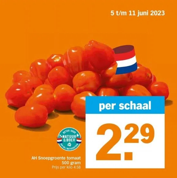 Albert Heijn Ah snoepgroente tomaat 500 gram aanbieding