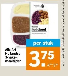 Albert Heijn Alle ah hollandse 3-vaksmaaltijden aanbieding