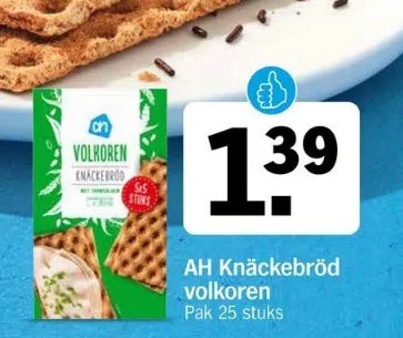 Albert Heijn Ah knäckebröd volkoren aanbieding