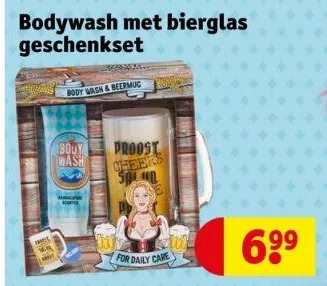 Kruidvat Bodywash met bierglas geschenkset aanbieding