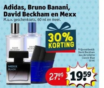 Kruidvat Adidas, bruno banani, david beckham en mexx aanbieding