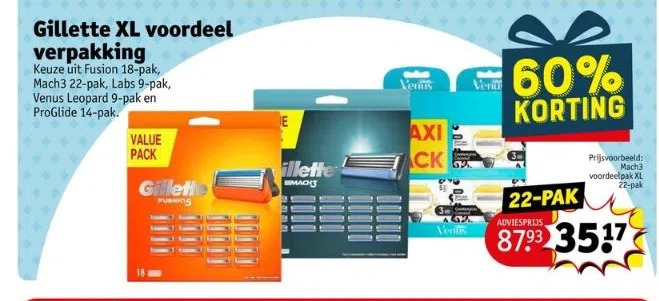 Kruidvat Gillette xl vordeel verpakking aanbieding
