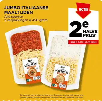 Jumbo JUMBO ITALIAANSE MAALTIJDEN 2 verpakkingen à 450 gram - 2e HALVE PRIJS* aanbieding