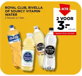 Jumbo ROYAL CLUB, RIVELLA OF SOURCY VITAMIN WATER 2 flessen à 1 liter aanbieding