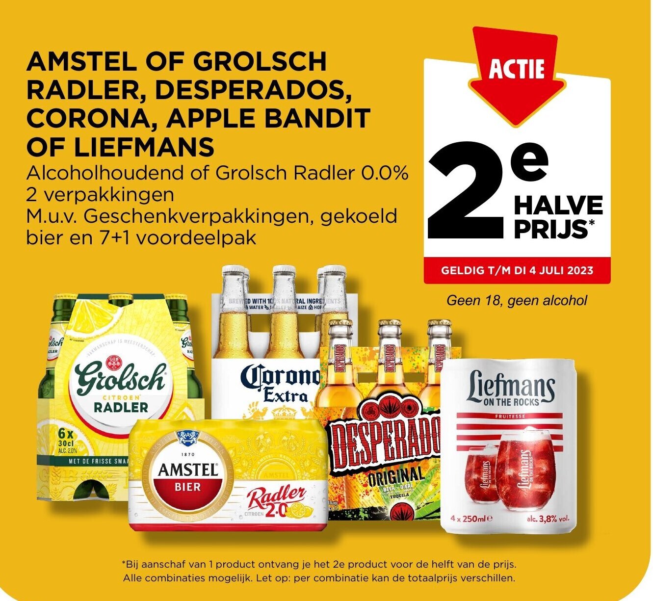 Jumbo AMSTEL OF GROLSCH RADLER, DESPERADOS, CORONA, APPLE BANDIT OF LIEFMANS - 2e HALVE PRIJS* aanbieding