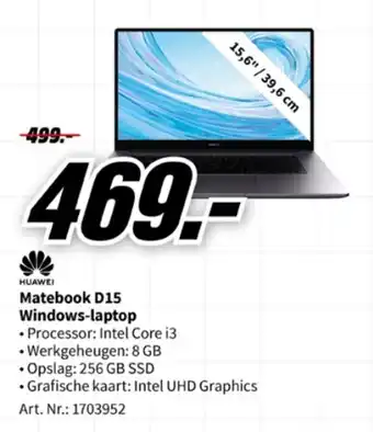 MediaMarkt Huawie Matebook D15 Windows-laptop aanbieding