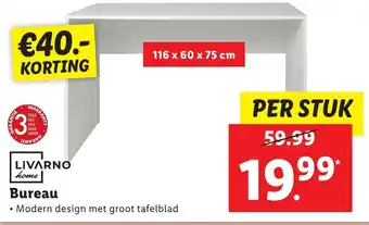 Lidl Livarno Home Bureau 116x60x75 cm aanbieding