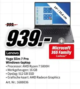 MediaMarkt Lenovo Yoga Slim 7 Pro Windows-laptop aanbieding