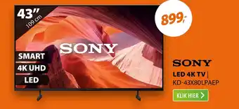 Expert Sony SONY LED 4K TV | KD-43X80LPAEP 49"109 cm aanbieding