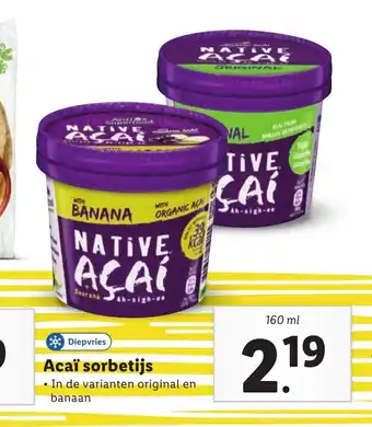 Lidl Acaï sorbetijs 160 ml aanbieding