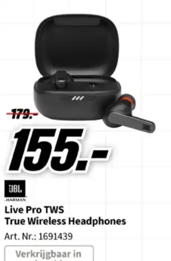 MediaMarkt JBL Live Pro TWS True Wireless Headphones aanbieding