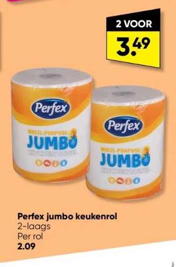 Big Bazar Perfex jumbo keukenrol 2-laags aanbieding