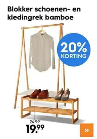 Blokker Blokker schoenen- en kledingrek bamboe aanbieding