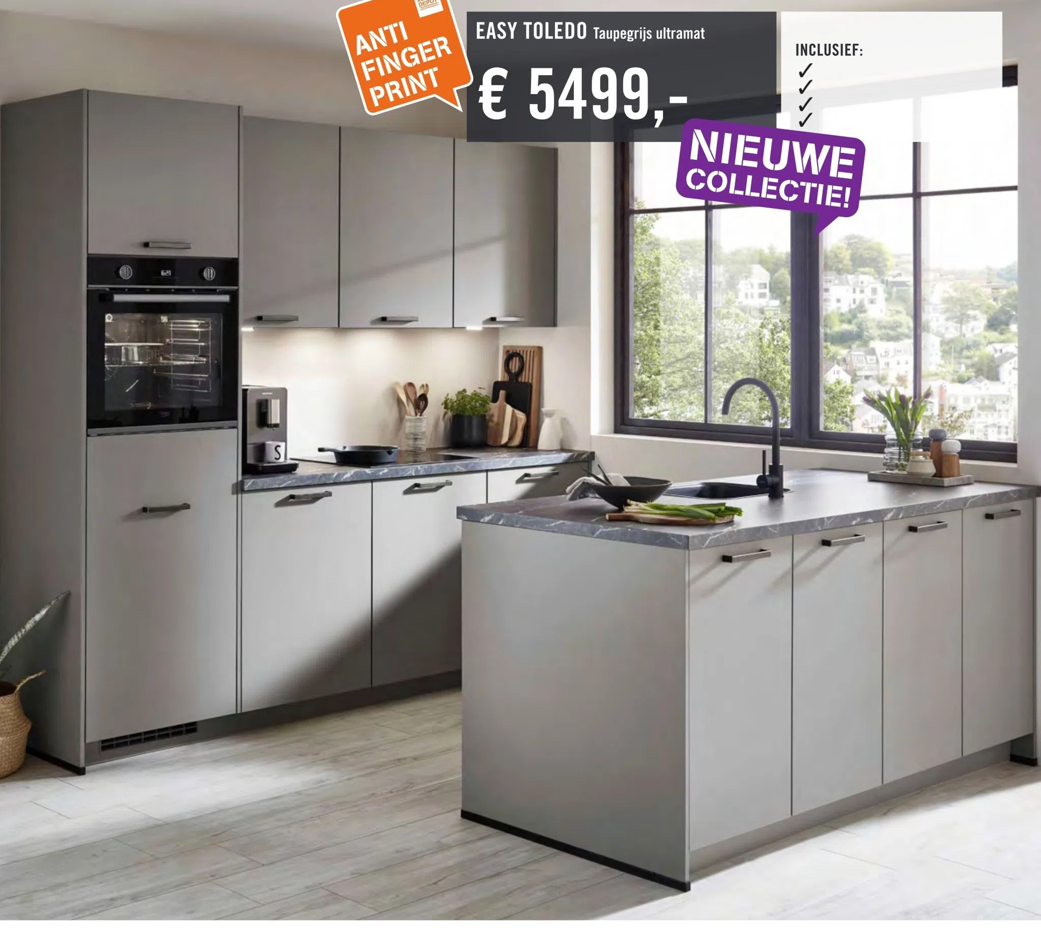 Keukendepot Easy toledo taupegrijs ultramat aanbieding