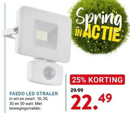 Kluswijs Faedo led straler in wit en zwart. 10, 20, 30 en 50 watt. met bewegingsmelder. aanbieding