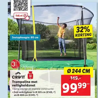 Lidl CRIVIT Trampoline met veiligheidsnet 244 cm aanbieding