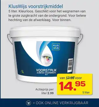 Kluswijs KlusWijs voorstrijkmiddel 5L aanbieding