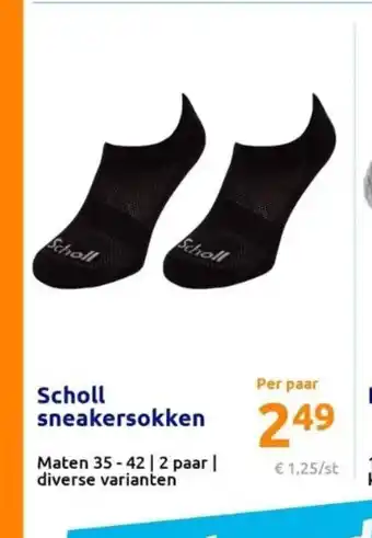 Action Scholl sneakersokken Maten 35 - 42 | 2 paar | diverse varianten aanbieding