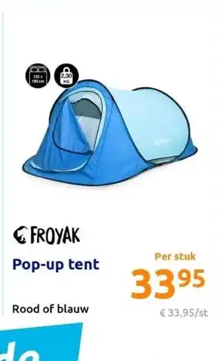 Action Froyak pop-up tent aanbieding