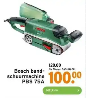 GAMMA Bosch band- na 20 euro cashback schuurmachine pbs 75a aanbieding