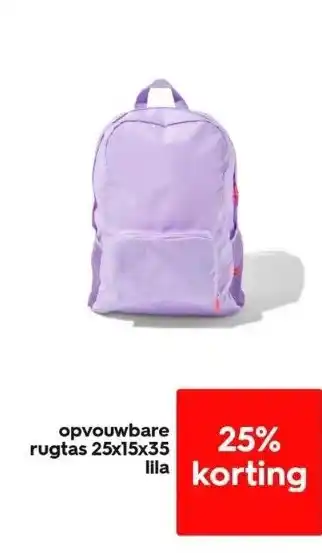 HEMA Opvouwbare rugtas 25x15x35 lila aanbieding