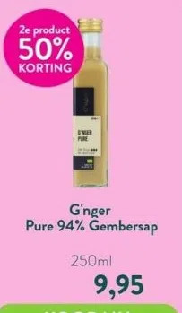 Holland & Barrett Pure 94% gembersap aanbieding