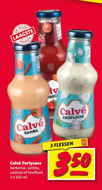 Nettorama Calvé Partysaus barbecue, samba, cocktail of knoflook 3 x 320 ml. aanbieding