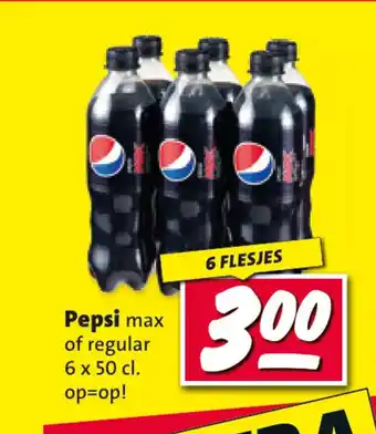 Nettorama Pepsi max of regular 6 x 50 cl. op=op! aanbieding