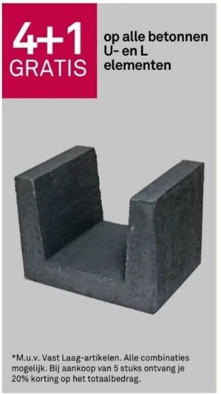 Karwei 4+1 gratis op alle u en l elementen aanbieding