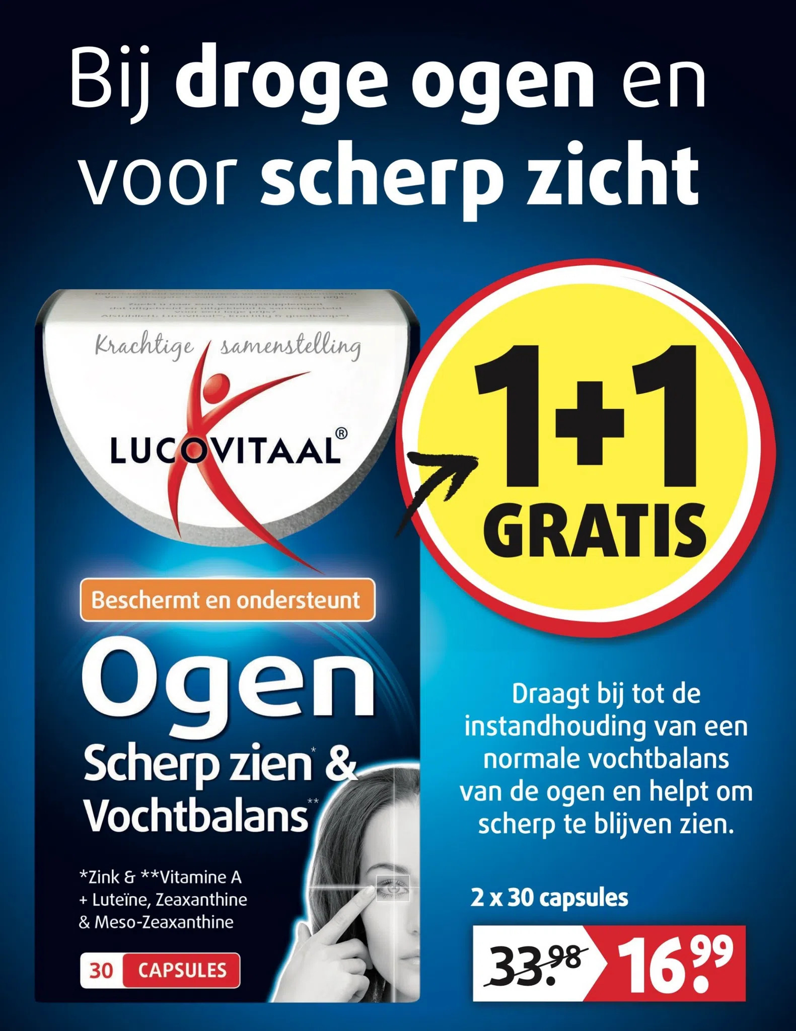 Bij droge ogen en voor scherp zicht aanbieding bij Lucovitaal