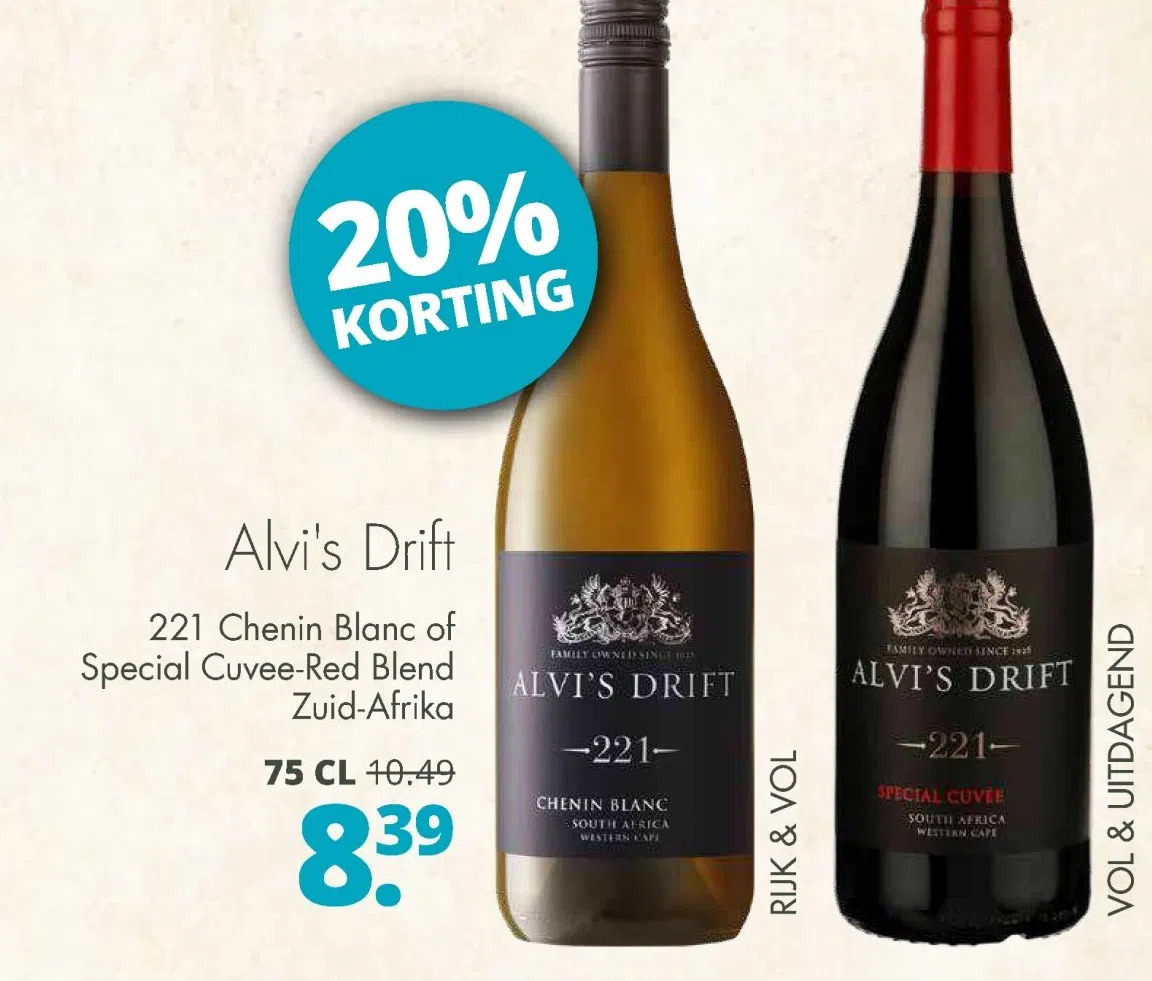 Mitra Alvi's drift 221 chenin blanc of special cuvee-red blend zuid-afrika aanbieding